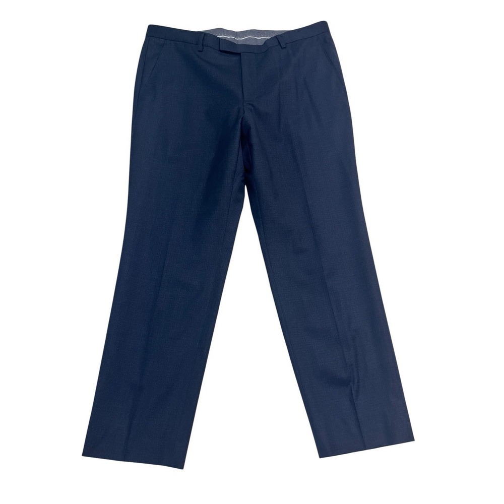 Hugo Boss 36x30 Leenon1 Navy Blue Check Wool Dress Suit Pants Trousers Stretch
